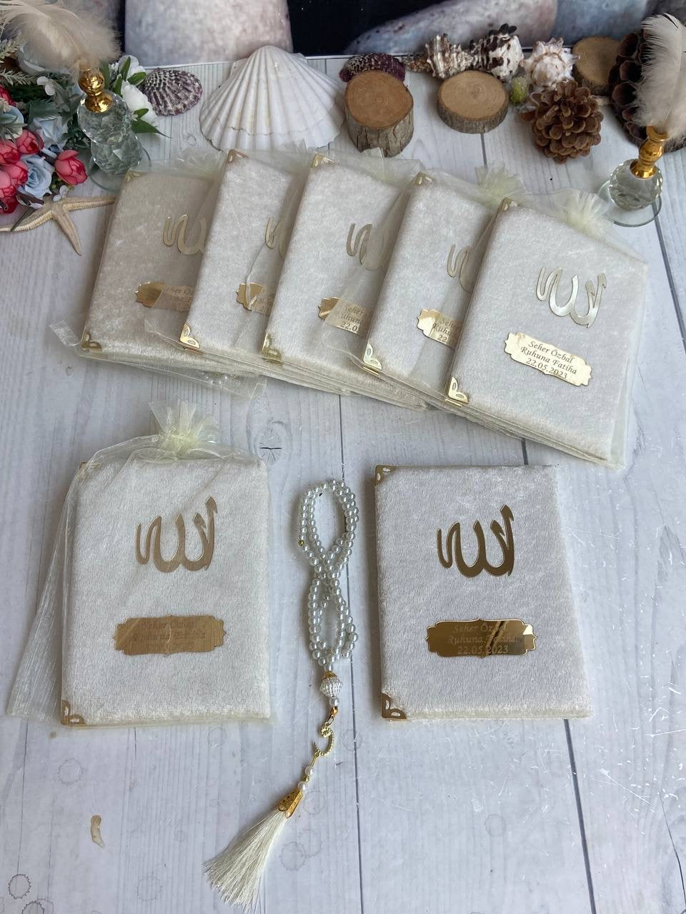 10 adet Kadife Yasin Kitabı Tespih Seti Keseli(Toptan)