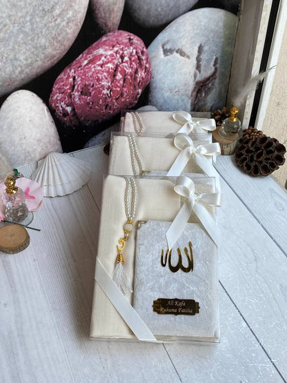 10 adet Seccade Eşarp Yasin Kitabı Tespih Seti(Toptan)