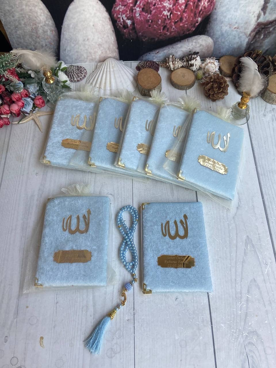 10 adet Kadife Yasin Kitabı Tespih Seti Keseli(Toptan)